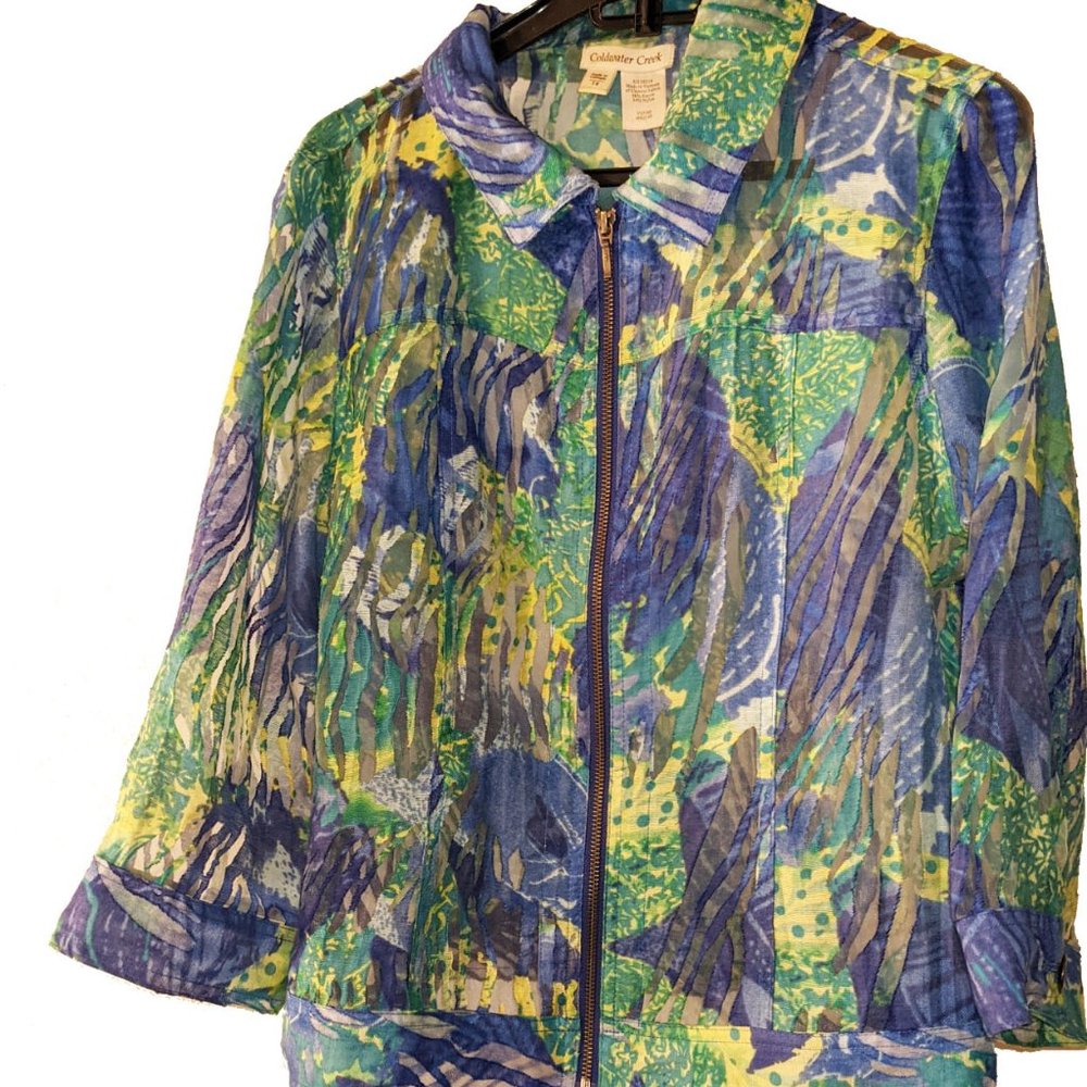 Coldwater Creek Floral Trucker-Style Jacket US14